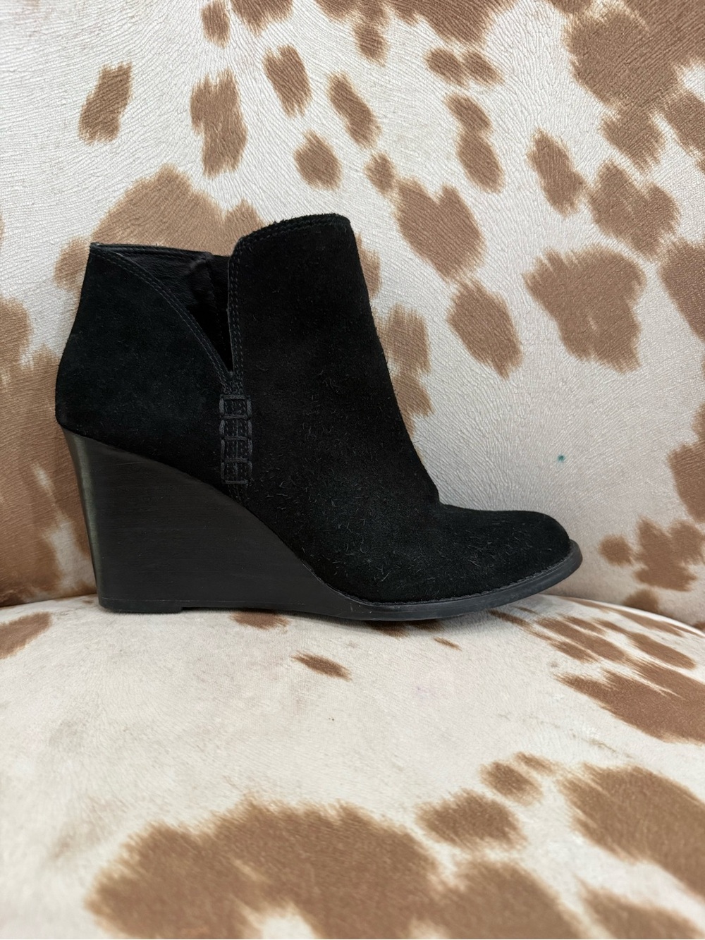 Black Suede Wedge Ankle Boot